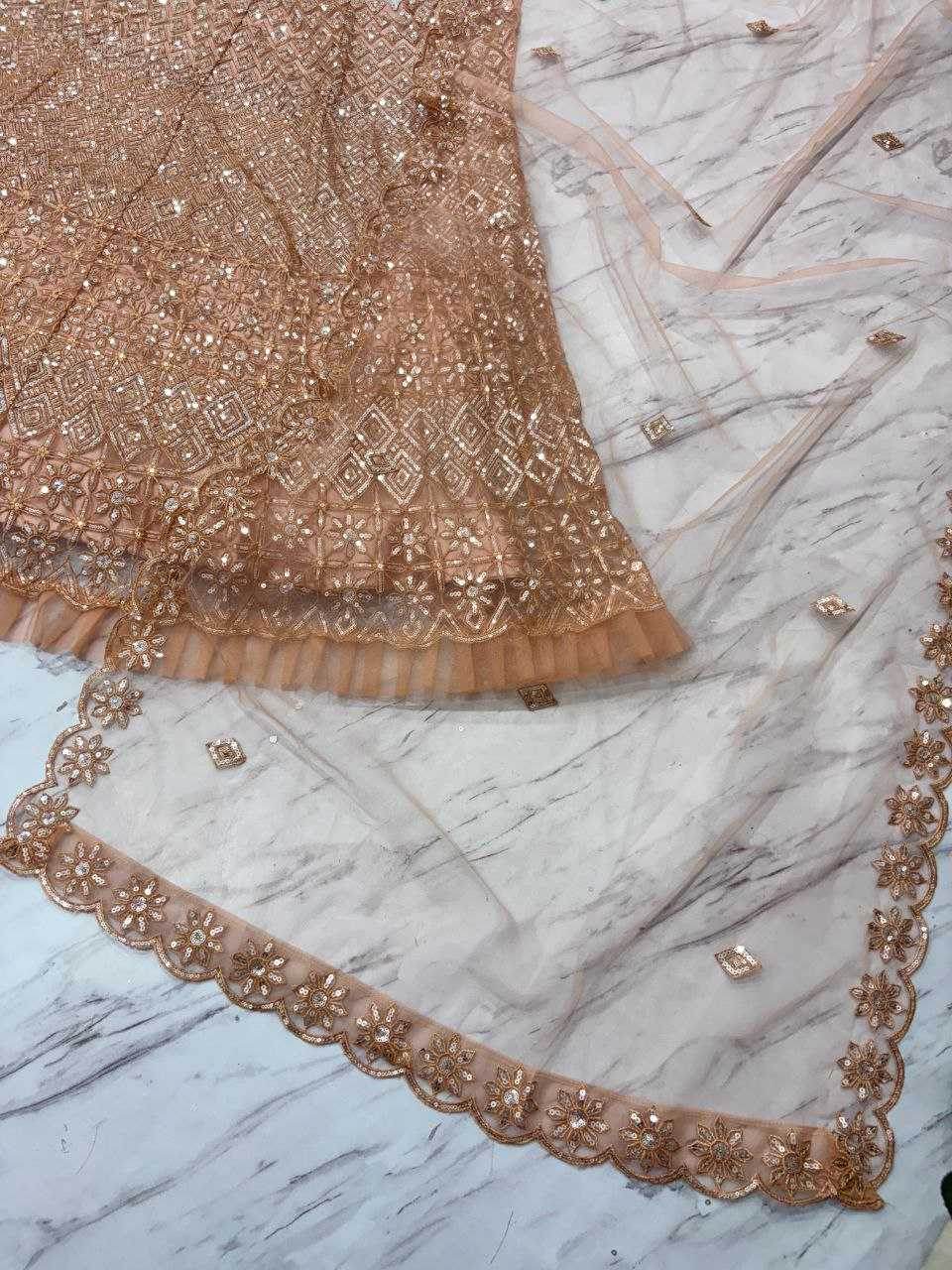 Butterfly Net Zari Work Sequins Lehenga - MYLUXURY LANE ENTERPRISE